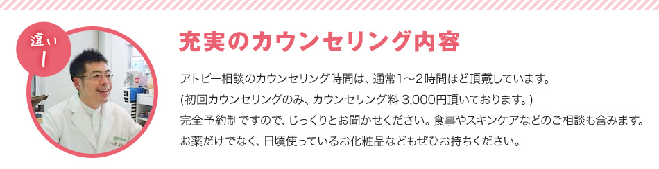 違い1　充実のカウンセリング内容