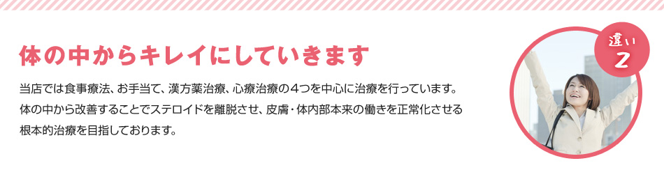 違い2　体の中からキレイにしていきます